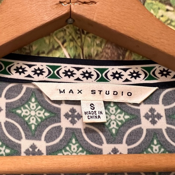 Max Studio Navy Green Tile Wrap Dress small workwear - Picture 7 of 12